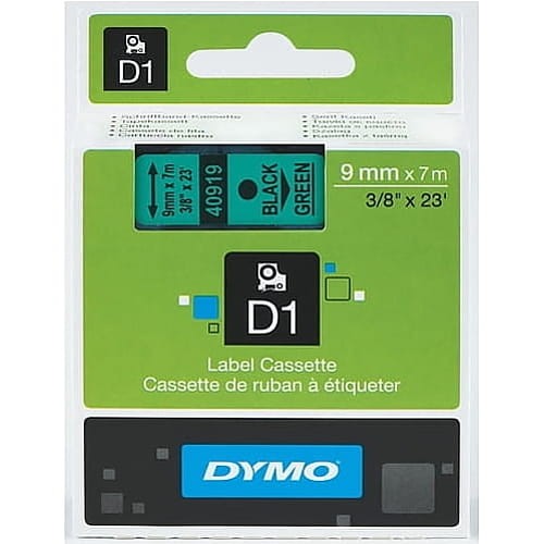 Taśma D1 do drukarek 9mm x 7m czarny/zielony 40919 Dymo S0720740
