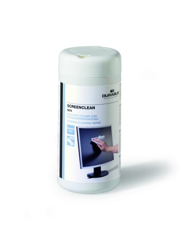 Durable Ściereczki do ekranów Screenclean Box - 100 sztuk w pojemniku.