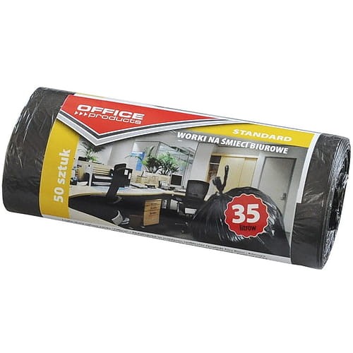 Worki na śmieci biurowe OFFICE PRODUCTS, standard (HDPE), 35l, 50szt., czarne