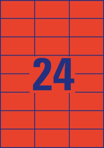 Etykiety trwałe kolorowe Avery Zweckform 70x37 mm 3448 czerwone