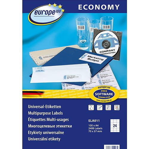Etykiety uniwersalne Economy Europe100 by Avery Zweckform 70x37 mm ELA011 białe