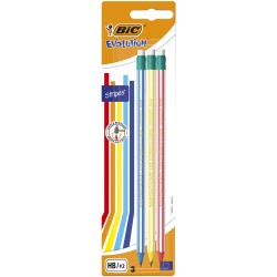 Ołówek Evolution Stripes 646 Hb Z Gumką Blister 3szt Bic