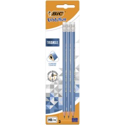 Ołówek Evolution Triangle Trójkątny Z Gumką Blister 3szt Bic
