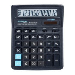 Kalkulator Biurowy Donau Tech, K-Dt4121, 12 Cyfr, (Citizen Sdc 444s)199x153x31 Mm., Czarny