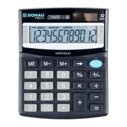 Kalkulator Biurowy Donau Tech, K-Dt4124, 12 Cyfr, (Citizen Sdc 812 N)125x100x27 Mm., Czarny