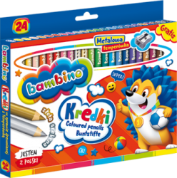 Kredki Bambino W Oprawie Drewnianej Z Temperówką 24 Kolory Majewski 5903235000447