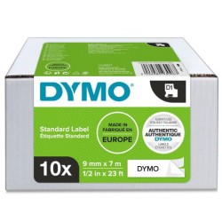 Dymo Taśma D1 - 9 Mm X 7 M, Czarny / Biały - Value Pack 10 Szt.