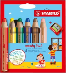 STABILO woody 3 w 1 kredki etui z temperówką 6 szt.