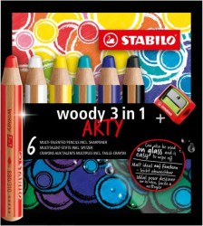 STABILO woody 3 w 1 kredki etui z temperówką 6 szt. ARTY