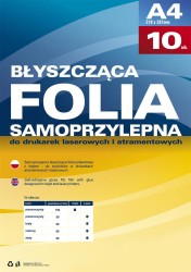 Argo Samoprzylepna folia do drukarek laserowych 50 mic A4 przezroczysta błysk op./10szt.