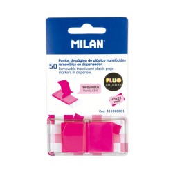 Milan Indeksy transparentne FLUO róż 45 x 25 mm 50 szt.