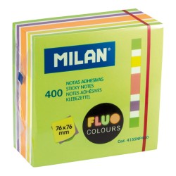 Milan Karteczki samoprzylepne FLUO kostka mix 5 kolorów 76x76 400 szt.