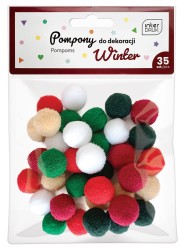 Interdruk Pompony do dekoracji 35szt. WINTER
