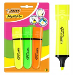 BIC Zakreślacz FLAT Highlighter mix neon 3 kolory