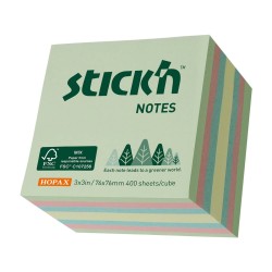 Hopax FSC notes kostka 76X76mm, pastel ziel/róż/nieb/żółty, 400 kartek