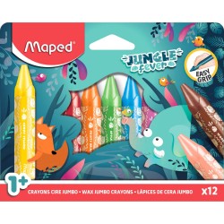 Maped Kredki świecowe Jumbo Jungle Fever 12 szt pud. z zaw. (12)