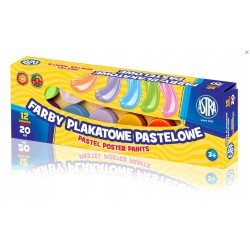 Farby plakatowe pastelowe 12 kolorów 20 ml Astra 301118001