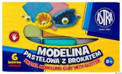 Modelina z brokatem pastelowa 6 kolorów Astra  304118001