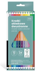 Interdruk Kredki 12 ołówkowe trójkątne dwustronne 12/24kol FSC100%