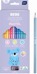 Interdruk Kredki 12 ołówkowe trójkątne z temperówką BEBE pastelowe