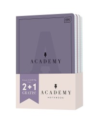 Interdruk Zeszyt A5 60kartek w kratkę ACADEMY 3szt.Sand Stone
