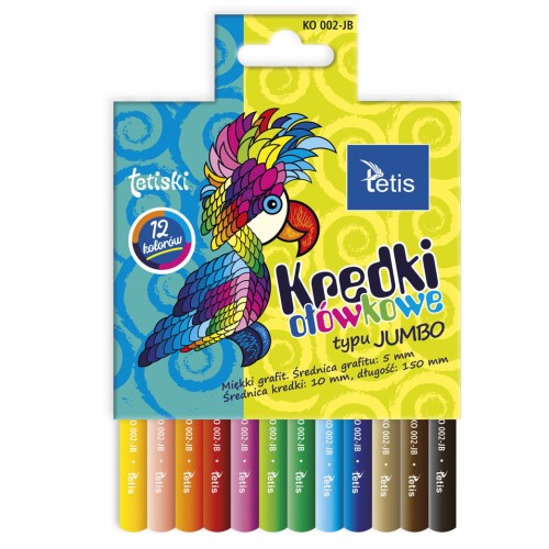 Kredki olówkowe JUMBO 12 kolorów KO002-JB Tetis