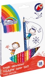 Kredki FIORELLO Super Soft 18 kolorów ostrz. trójkątna