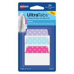 Zakładki indeksujące Ultra Tabs 50,8 x 38,1 mm, kolorowe zakładki indeksujące ze wzorami 24 szt., Avery 74773