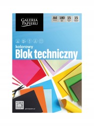 Blok techniczny A4 kolorowy 15k  Galeria Papieru