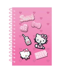 HELLO KITTY - KOŁOBRULION A5 /100 K/SILIKONOWA OKŁADKA Z PINSAMI-PLASTIKOWA SPIRALA/KRATKA/ - WZÓR 1 - PINK 1 /24/