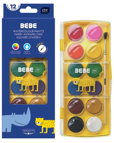 Interdruk Farby akwarelowe 12kol.BEBE Kids