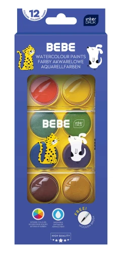 Interdruk Farby akwarelowe 12kol.BEBE Kids