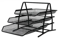 ZESTAW 3 SZUFLAD, Q-CONNECT, METAL, SIATKA, 273X262X350MM, CZARNY