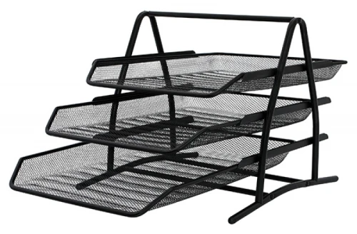 ZESTAW 3 SZUFLAD, Q-CONNECT, METAL, SIATKA, 273X262X350MM, CZARNY