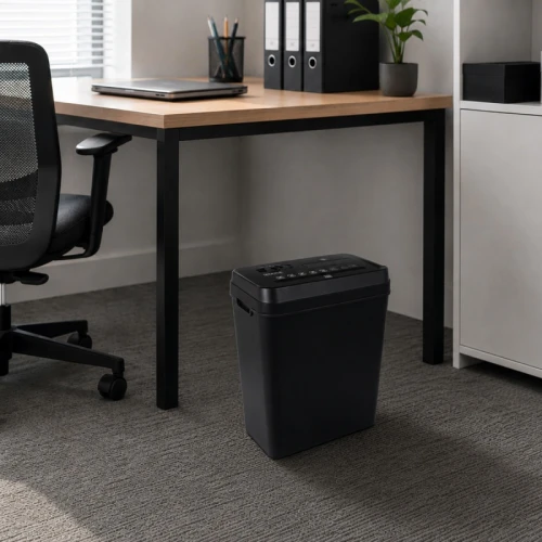 Niszczarka OFFICE PRODUCTS, paski, do 10 kartek A4, kosz 14l, czarna