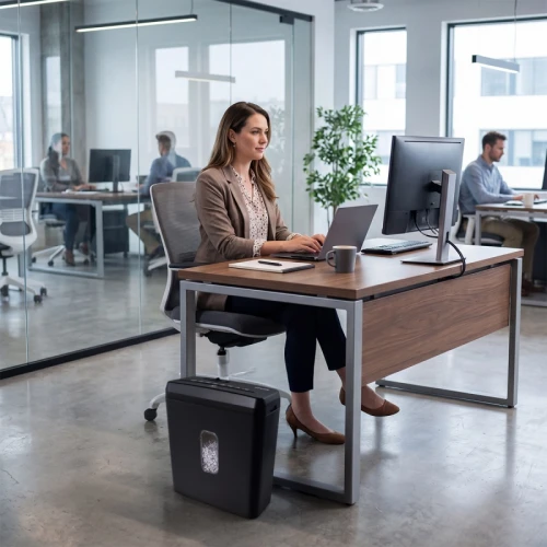 Niszczarka OFFICE PRODUCTS, ścinki, do 5 kartek A4, kosz 8l, czarna