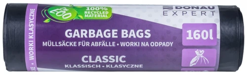 Worki na odpady DONAU EXPERT, klasyczne, LDPE, 160l, 10 szt., czarne