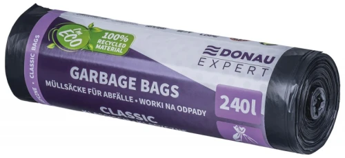 Worki na odpady DONAU EXPERT, klasyczne, LDPE, 240l, 10 szt., czarne