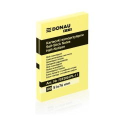 Karteczki Samoprzylepne Donau Eco, 51x76mm, 1x100 Karteczek , Jasnożółty
