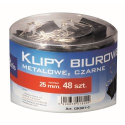 Tetis Klipsy Biurowe 25 Mm  Klipy Gk001-C 48 Sztuk