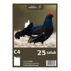 Koperta Biała C-4 25 Sztuk Sk z paskiem Opakowanie Foliowe