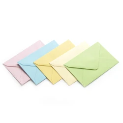 Koperta Ozdobna Satynowana Mix Kolorów Pastelowych  70 Mm X 100 Mm 130g 50 Sztuk