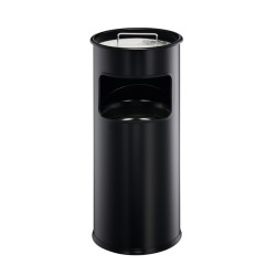 Durable Kosz Na Śmieci Okrągły Metalowy Z Popielnicą 17 L Czarny 333001