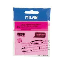 Karteczki Samoprzylepne Fluo Przezroczyste Róż 76x76 50 Sztuk Milan