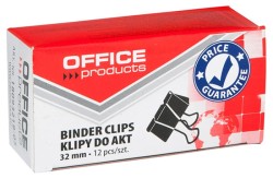 Klipy Do Dokumentów Office Products, 32mm, 12szt., Czarne