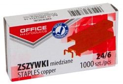 Zszywki Office Products, Miedziane, 24/6, 1000szt.